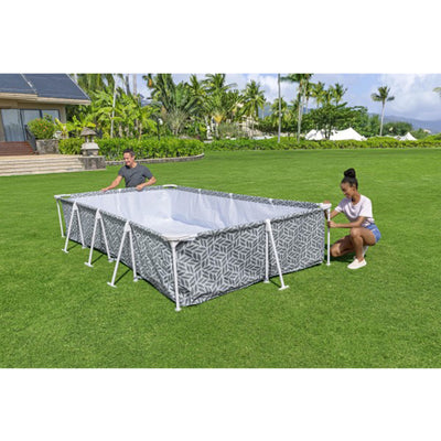 Bestway Steel Pro Rectangle Above Ground Swimming Pool Set, 12' x 6'7" x 26"