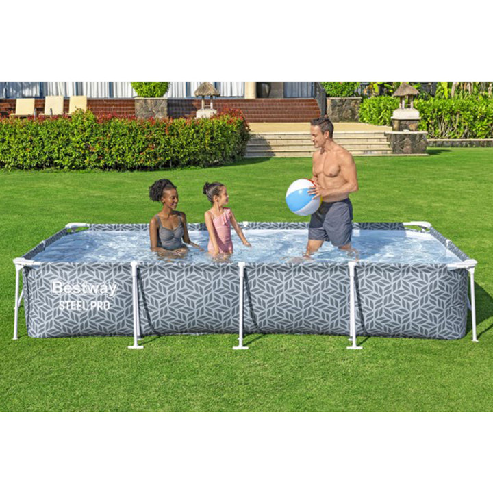 Bestway Steel Pro Rectangle Above Ground Swimming Pool Set, 12' x 6'7" x 26"