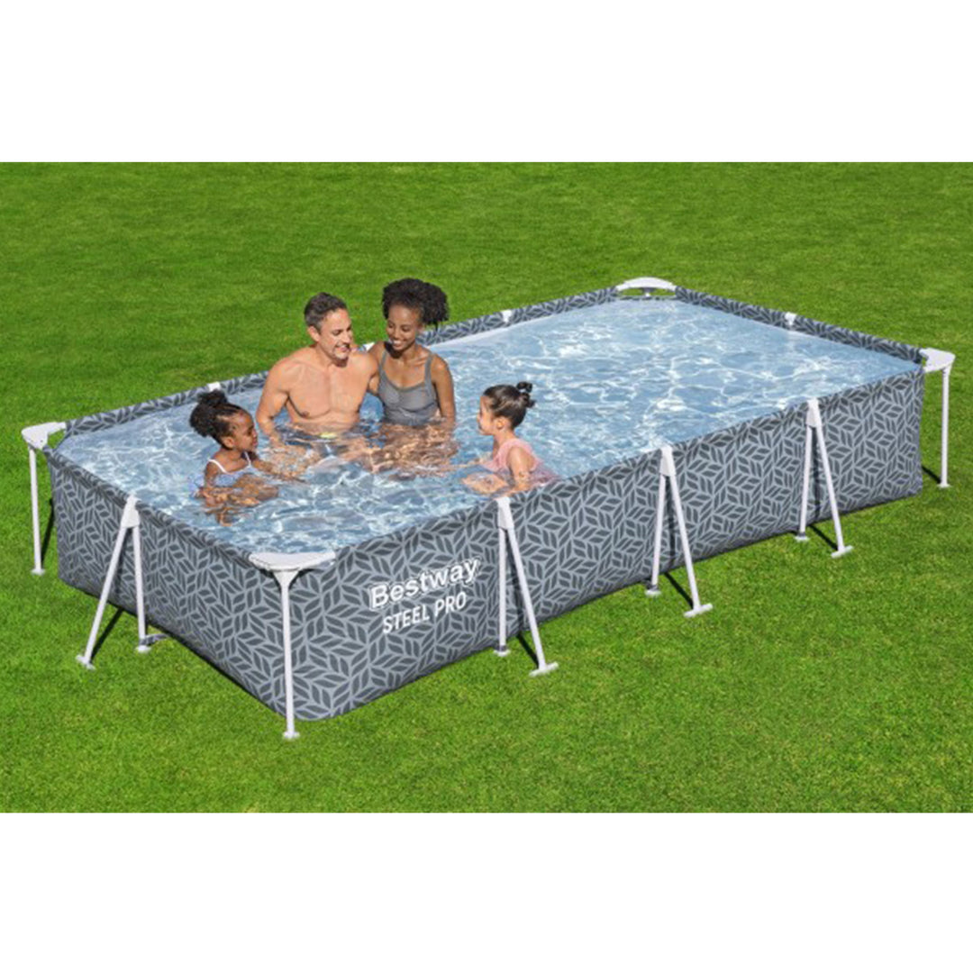 Bestway Steel Pro Rectangle Above Ground Swimming Pool Set, 12' x 6'7" x 26"