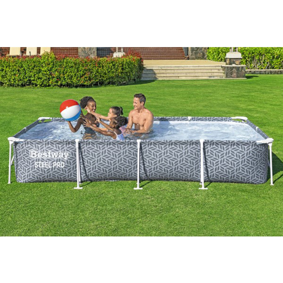 Bestway Steel Pro Rectangle Above Ground Swimming Pool Set, 12' x 6'7" x 26"