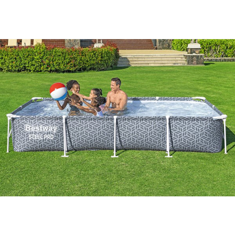 Bestway Steel Pro Rectangle Above Ground Swimming Pool Set, 12&