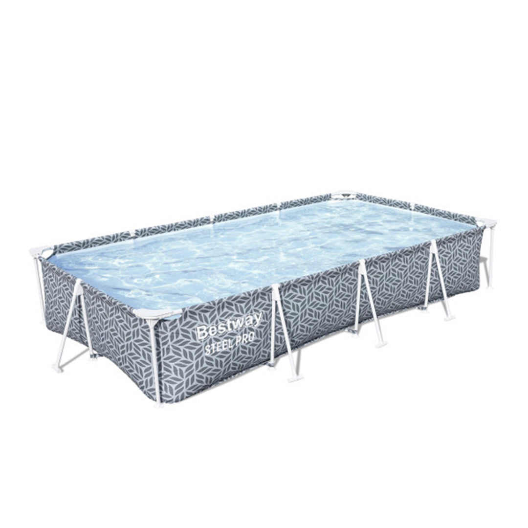 Bestway Steel Pro Rectangle Above Ground Swimming Pool Set, 12' x 6'7" x 26"