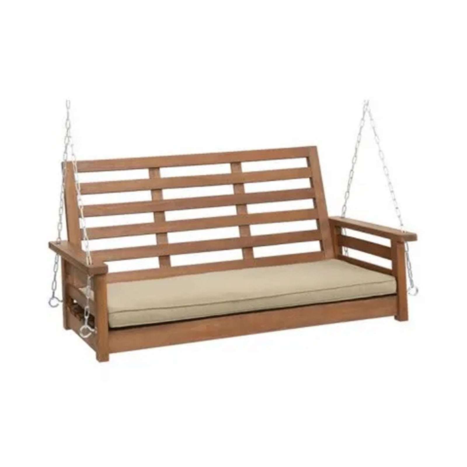 Jack Post Corp 4ft Cushioned Indonesian Hardwood Swing with Chains, Brown (Used) - VMInnovations