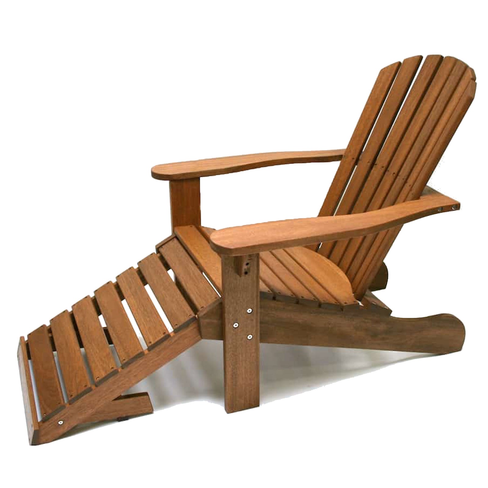 Outdoor Interiors Eucalyptus Wood Adirondack Chair with Built In Ottoman, Brown - VMInnovations