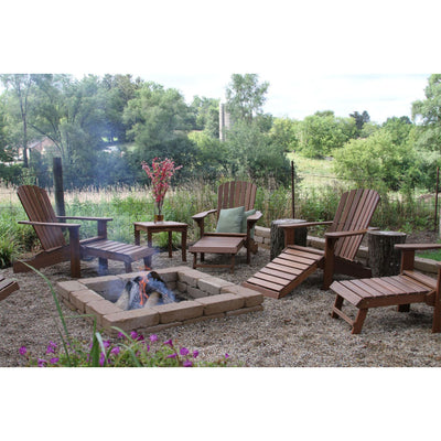 Outdoor Interiors Eucalyptus Wood Adirondack Chair with Built In Ottoman, Brown - VMInnovations