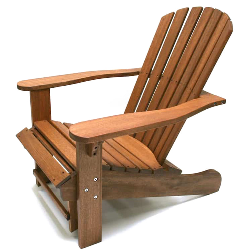 Outdoor Interiors Eucalyptus Wood Adirondack Chair with Built In Ottoman, Brown