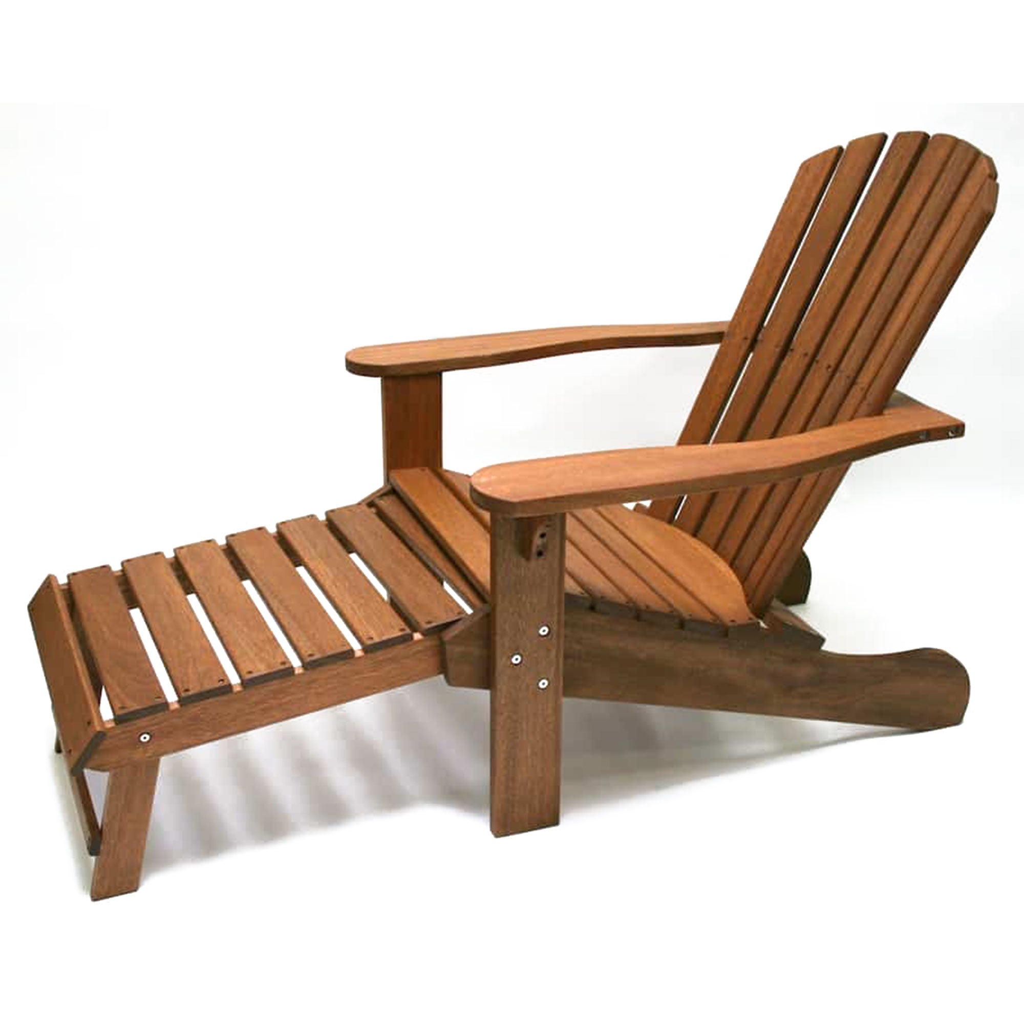Outdoor Interiors Eucalyptus Wood Adirondack Chair with Built In Ottoman, Brown - VMInnovations