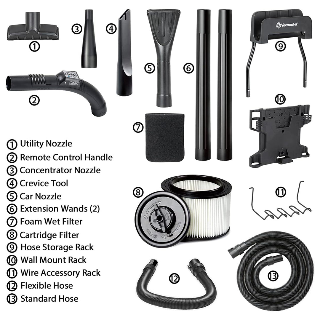 Vacumaster 5 Gal Remote Control Wall Mount Wet/Dry Vacuum Tank for Garage Shops - VMInnovations