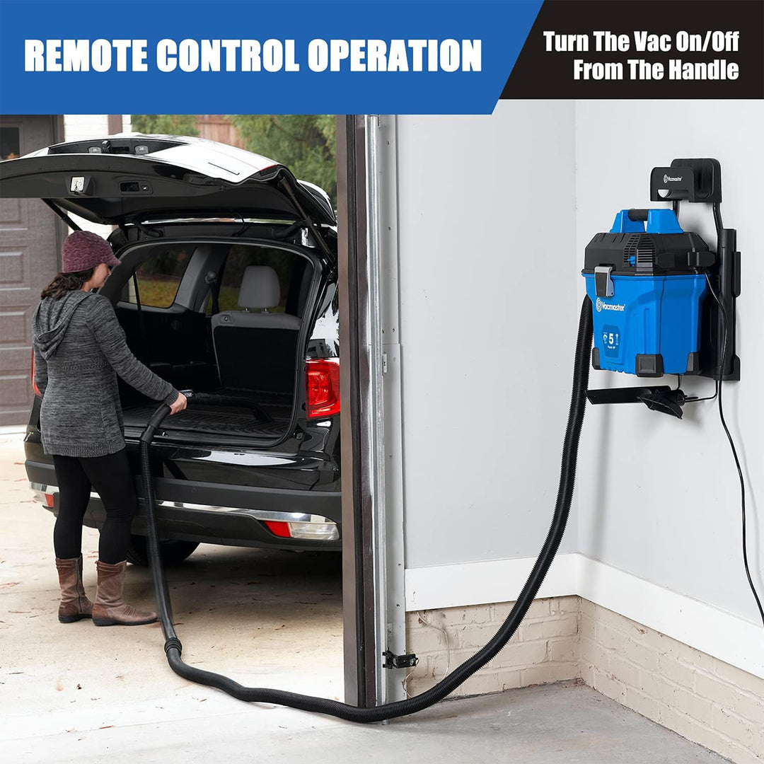 Vacumaster 5 Gal Remote Control Wall Mount Wet/Dry Vacuum Tank for Garage Shops - VMInnovations