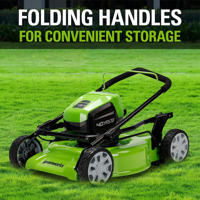 Greenworks 40V Cordless Battery Push Lawn Mower 4.0Ah 19" Deck, Charger Included - VMInnovations