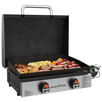 Blackstone Stainless Steel Propane Hood Portable Outdoor Griddle Grill, Black - VMInnovations