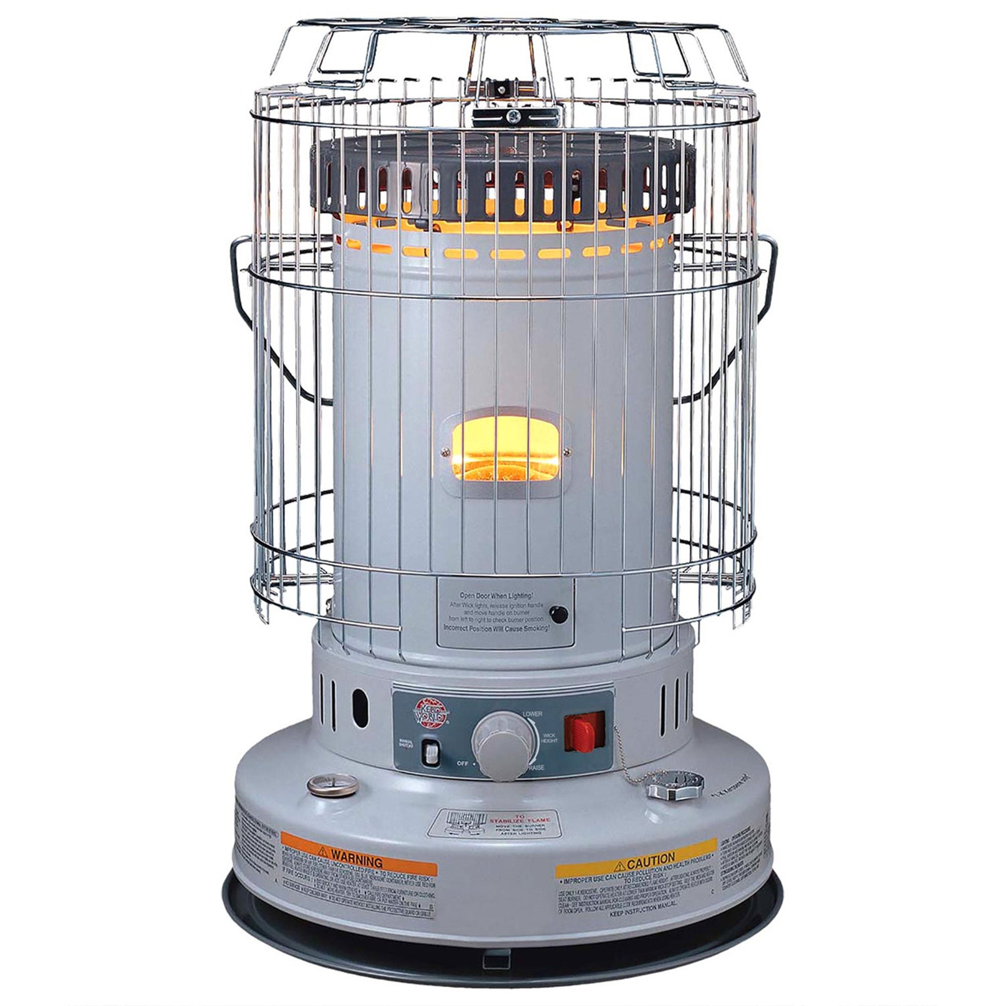 Kero World 23,800 BTU Portable Indoor Kerosene Wick Convection Heater, Gray - VMInnovations