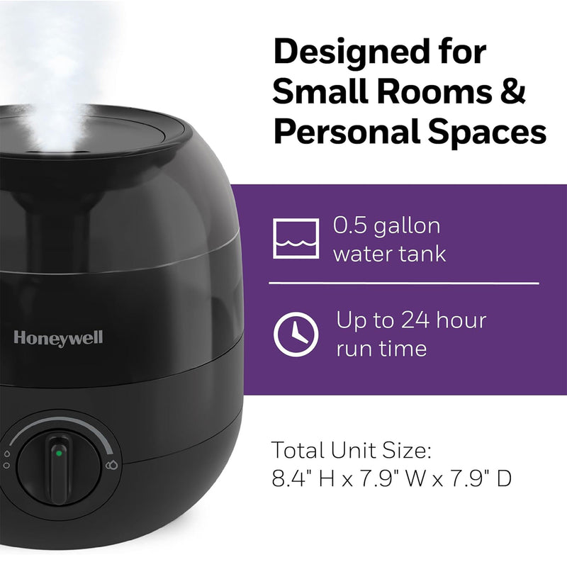 Honeywell Small Compact Mini Cool Mist Humidifier, Black (Used)