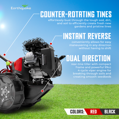 Earthquake Pioneer Dual Direction Rear Tine Tiller with Instant Reverse Feature - VMInnovations