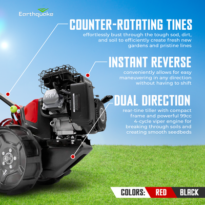 Earthquake Pioneer Dual Direction Rear Tine Tiller with Instant Reverse Feature