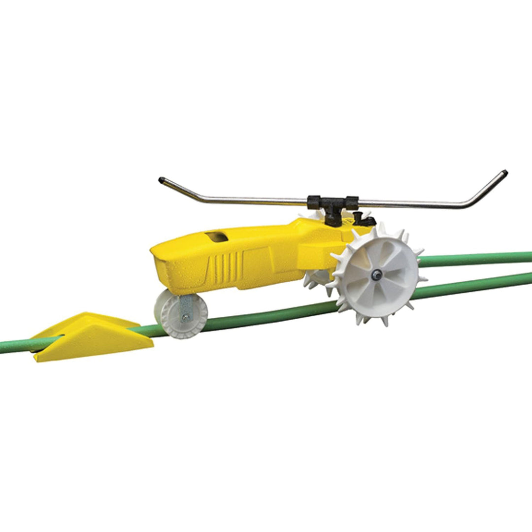 Nelson Rain Train 13,500 Square Feet Cast Iron Lawn Sprinkler, Yellow (Open Box) - VMInnovations