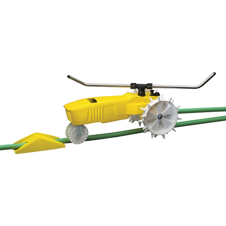 Nelson Rain Train 13,500 Square Feet Cast Iron Lawn Sprinkler, Yellow (Open Box) - VMInnovations