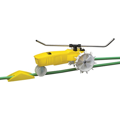 Nelson Rain Train 13,500 Sq Ft Cast Iron Lawn Traveling Sprinkler, Yellow (Used)