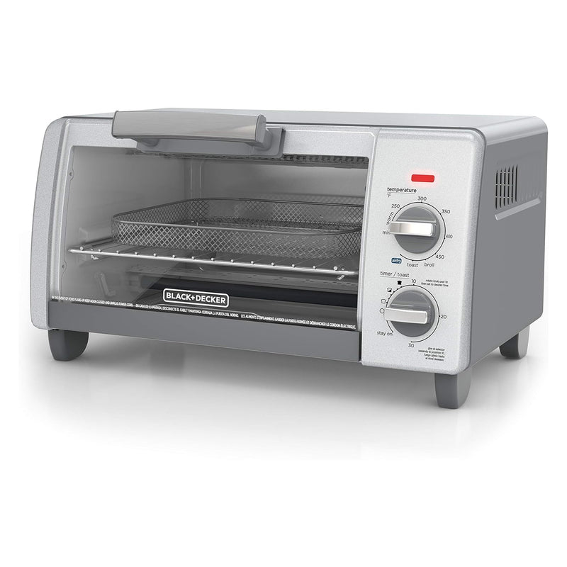 BLACK+DECKER Crisp N Bake Air Fryer 4 Slice Toaster Pizza Oven, Gray (Open Box)