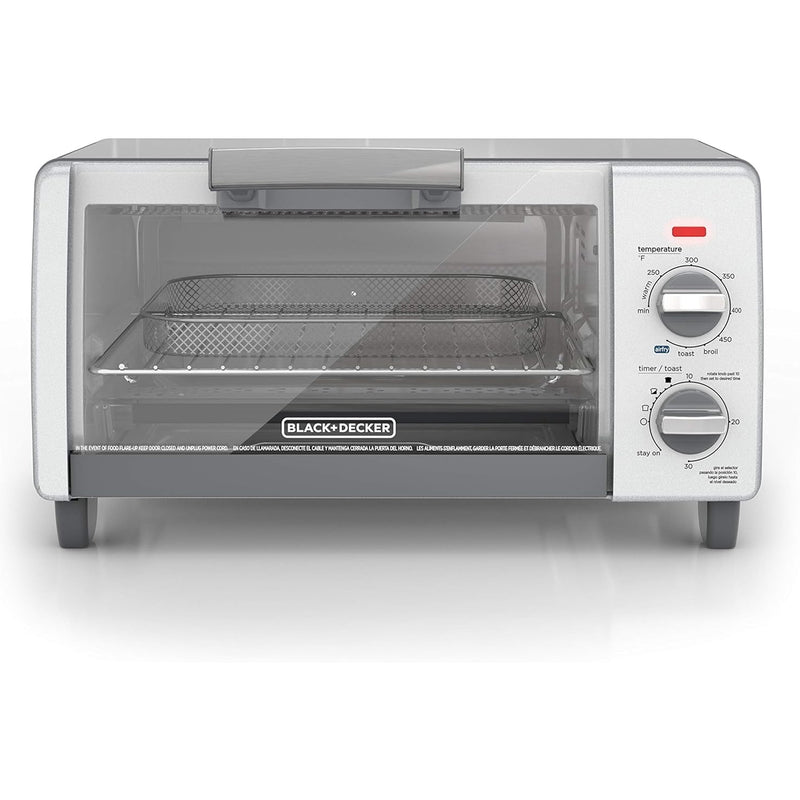 BLACK+DECKER Crisp N Bake Air Fryer 4 Slice Toaster Pizza Oven, Gray (Open Box)