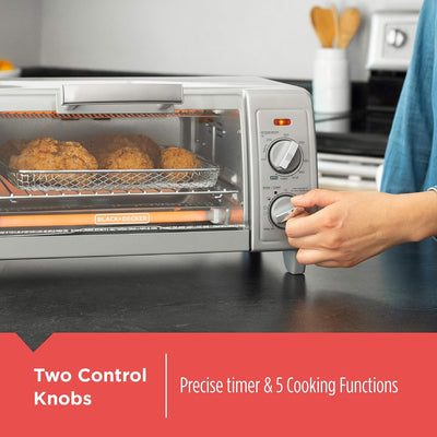 BLACK+DECKER Crisp N Bake Countertop Air Fryer 4 Slice Toaster Pizza Oven, Gray - VMInnovations