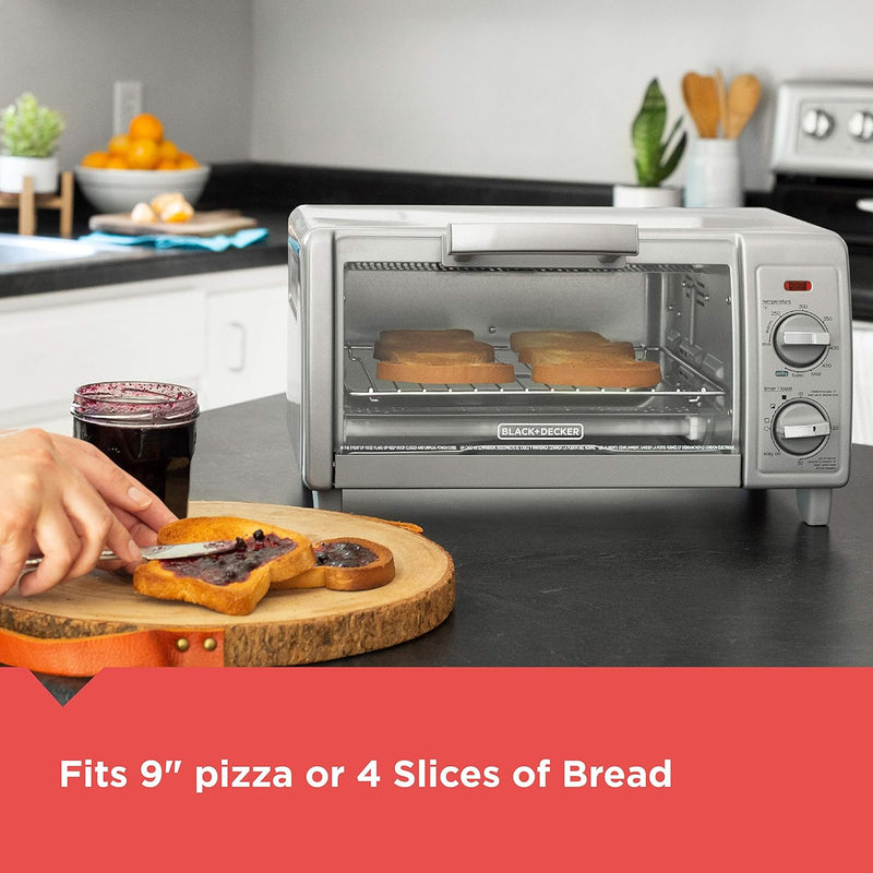 BLACK+DECKER Crisp N Bake Air Fryer 4 Slice Toaster Pizza Oven, Gray (Open Box)