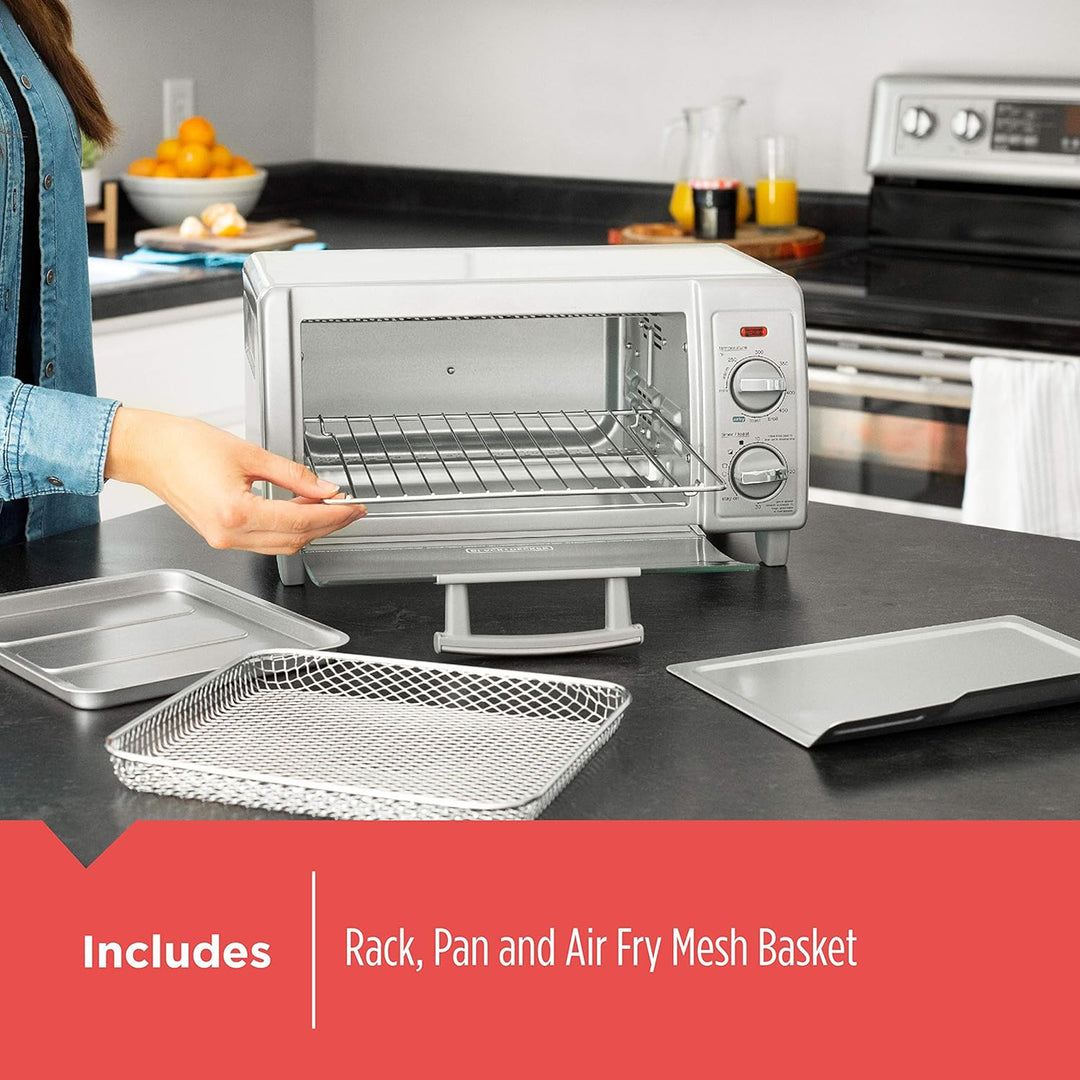 BLACK+DECKER Crisp N Bake Countertop Air Fryer 4 Slice Toaster Pizza Oven, Gray - VMInnovations