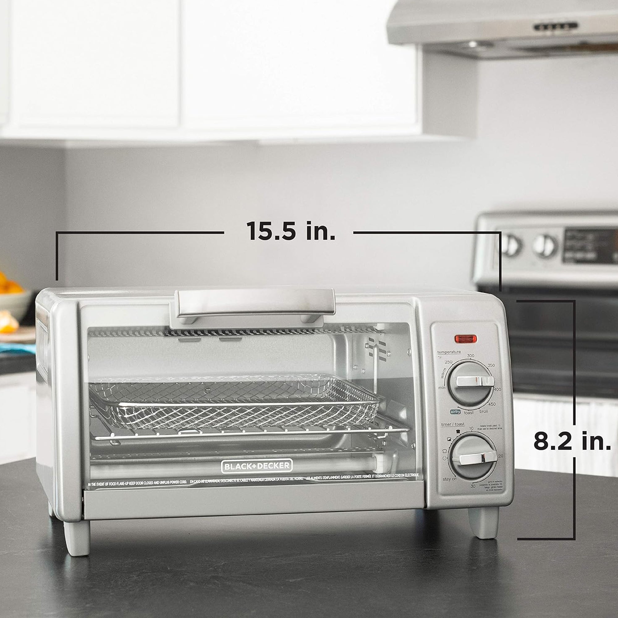 BLACK+DECKER Crisp N Bake Countertop Air Fryer 4 Slice Toaster Pizza Oven, Gray - VMInnovations