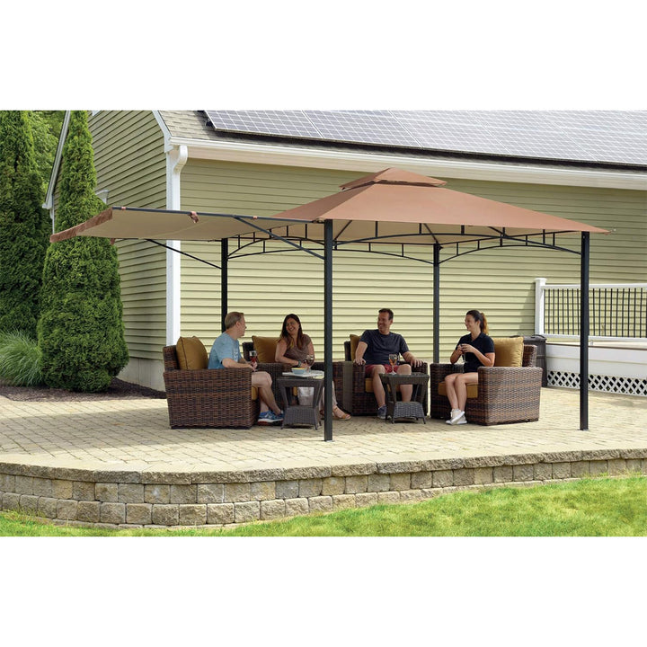 ShelterLogic 11 x 11 Ft Redwood Backyard Gazebo with Retractable Awning, Bronze