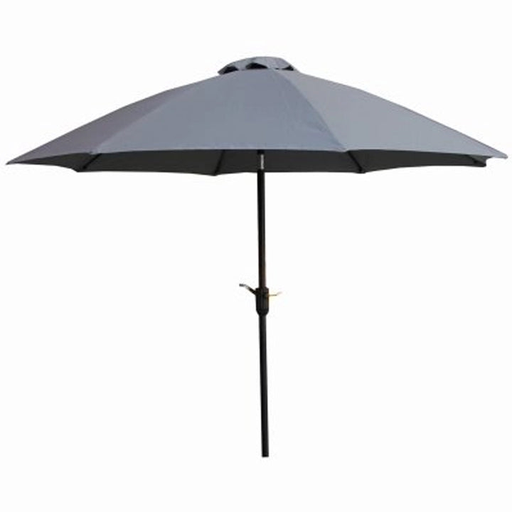 Four Seasons Courtyard 9 Foot Crank Lift Auto Tilt System Patio Umbrella, Gray