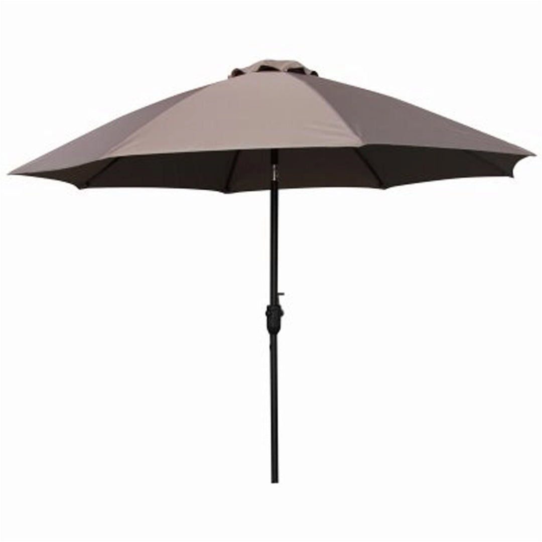 Four Seasons Courtyard 9ft Crank Lift Auto Tilt Patio Umbrella, Taupe (Open Box)