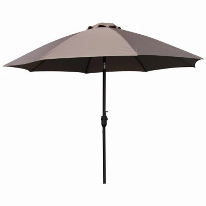 Four Seasons Courtyard 9ft Crank Lift Auto Tilt Patio Umbrella, Taupe (Open Box) - VMInnovations