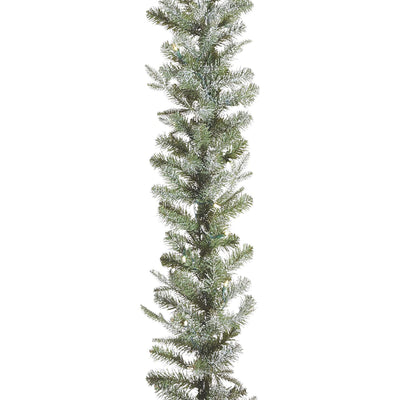Noma 24" Pre-Lit Frosted Fir Artificial Wreath & 9' Garland Holiday Mantle Decor