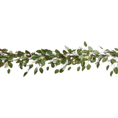 NOMA Snow Dusted Pre Lit Artificial Christmas Wreath with Eucalyptus Garland