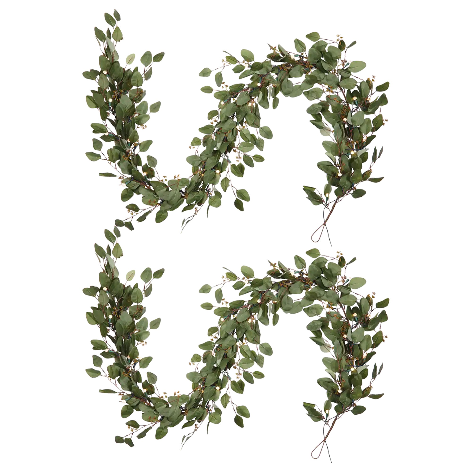 Noma Pre-Lit 9 Foot Christmas Garland with Battery Operated LED Lights (2 Pack)