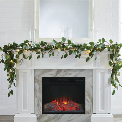 Noma Pre-Lit 9 Foot Christmas Garland with Battery Operated LED Lights (2 Pack)