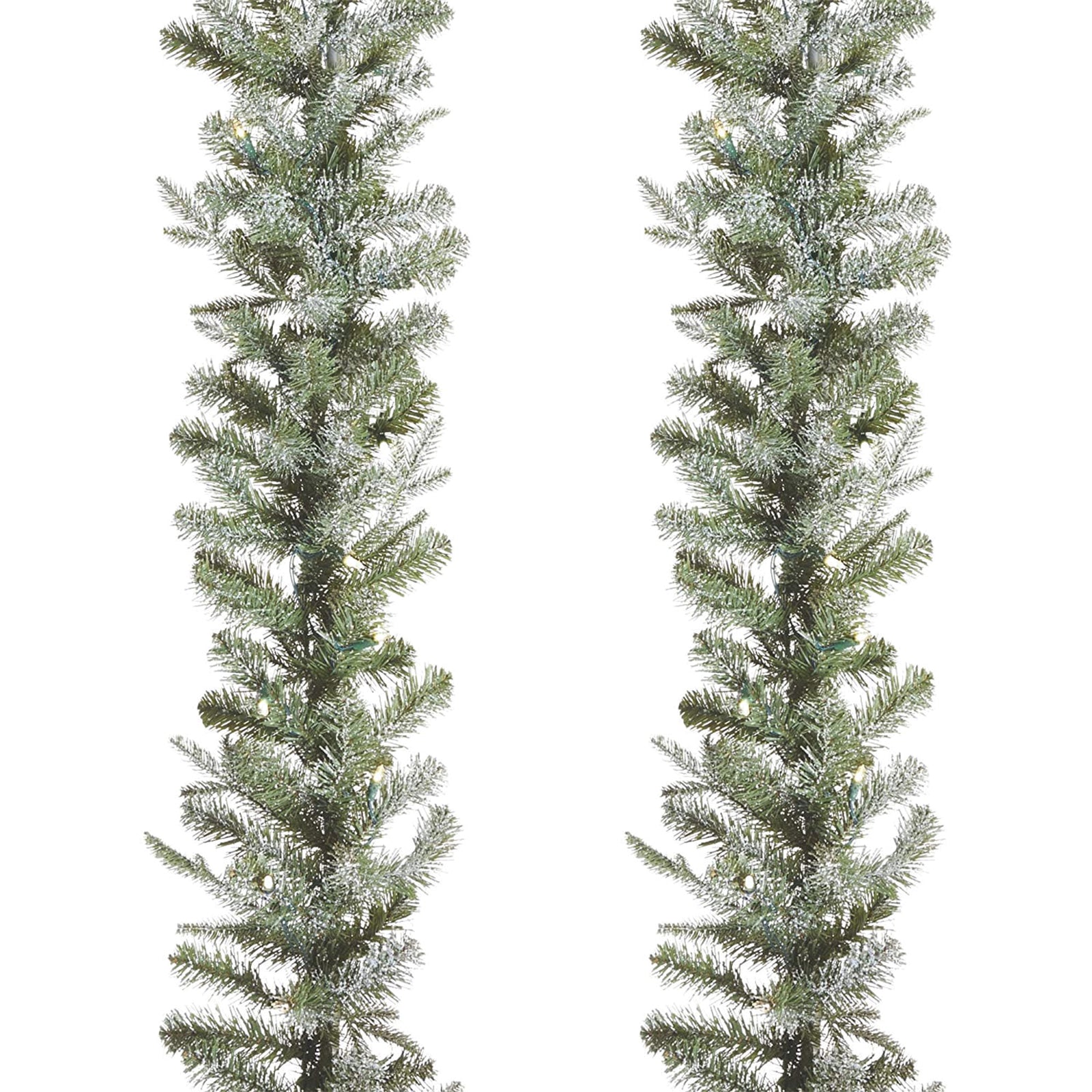 NOMA Frosted Fir 9 Foot Pre Lit Christmas Garland Home Holiday Decor, (2 Pack) - VMInnovations