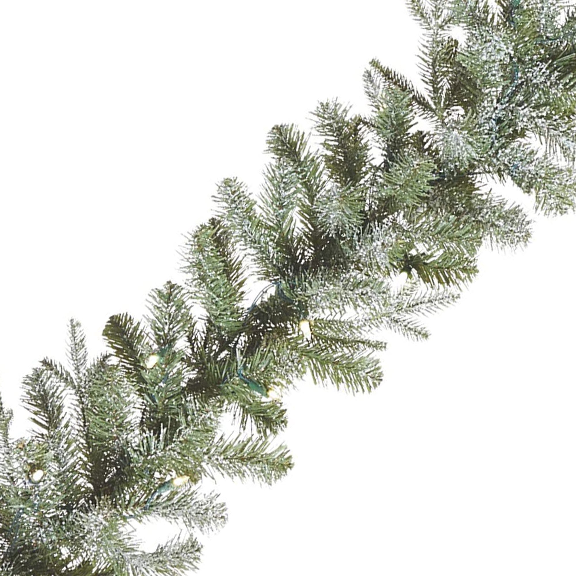 NOMA Frosted Fir 9 Foot Pre Lit Christmas Garland Home Holiday Decor, (2 Pack) - VMInnovations