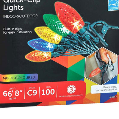 NOMA Quick Clip 100 LED C9 Lights for Indoor & Outdoor Use, Multicolor (2 Pack) - VMInnovations