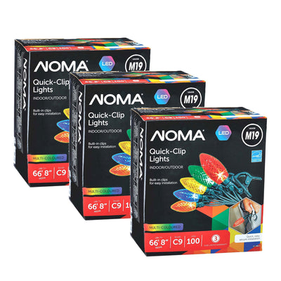 NOMA Quick Clip 100 LED C9 Lights for Indoor & Outdoor Use, Multicolor (3 Pack) - VMInnovations