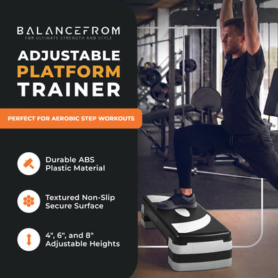 BalanceFrom Adjustable Workout Aerobic Step Platform Trainer w/Raisers(Open Box)