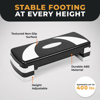 BalanceFrom Fitness Adjustable Workout Aerobic Step Platform Trainer w/Raisers