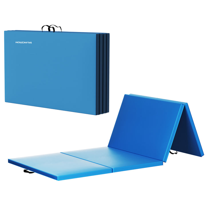 BalanceFrom 4'x8'x2" All Purpose Folding Gymnastics Gym Mat, Blue (Open Box) - VMInnovations