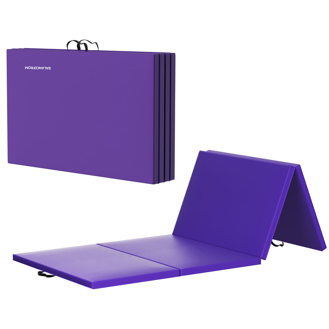 BalanceFrom 4' x 8' x 2" Folding Fitness Gymnastics Gym Mat, Purple (Used)