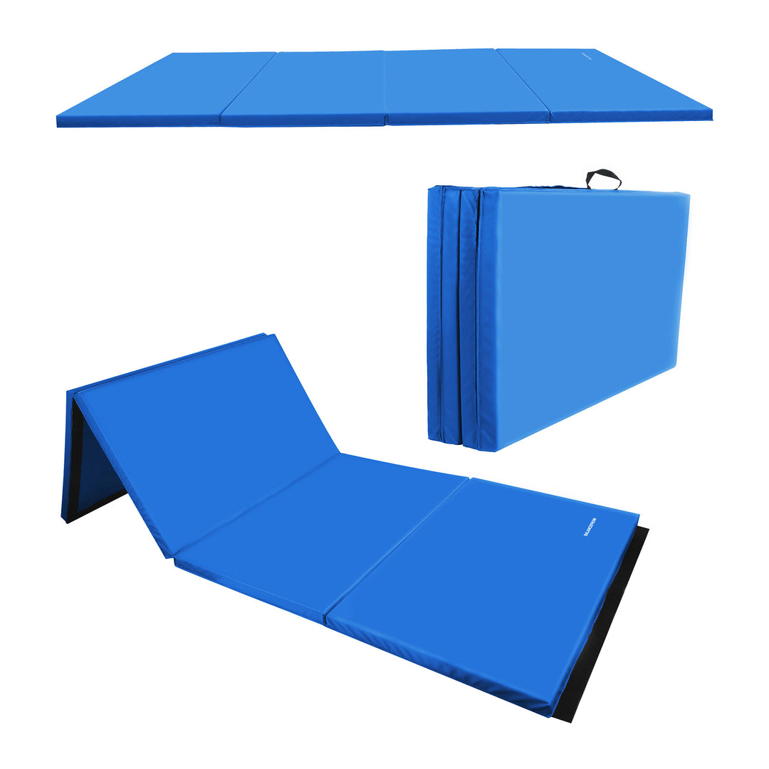 BalanceFrom 4' x 6' x 2" All Purpose Folding Gymnastics Gym Mat, Blue (Open Box)