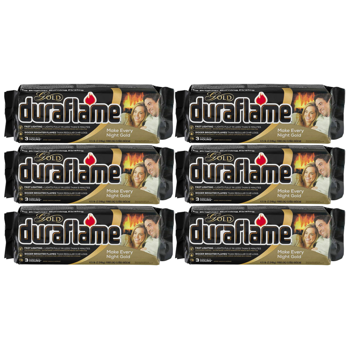Duraflame 4.5 lb Premium Fast Lighting 3 Hour Burn Firelogs, Set of 6 (Open Box)