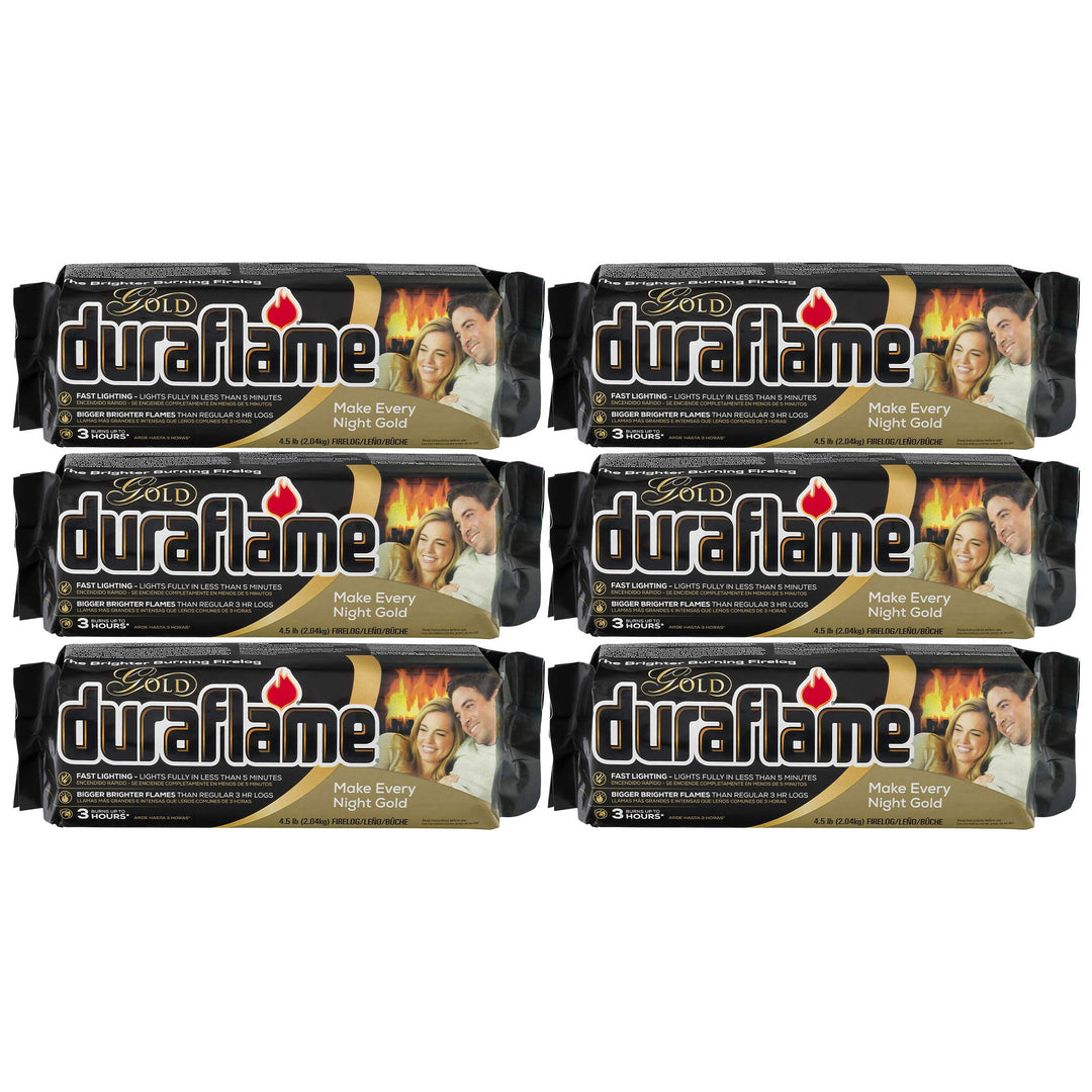 Duraflame Clean Burning Gold Firelogs 3 Hour Burn Flames, 6 Pack (Open Box)