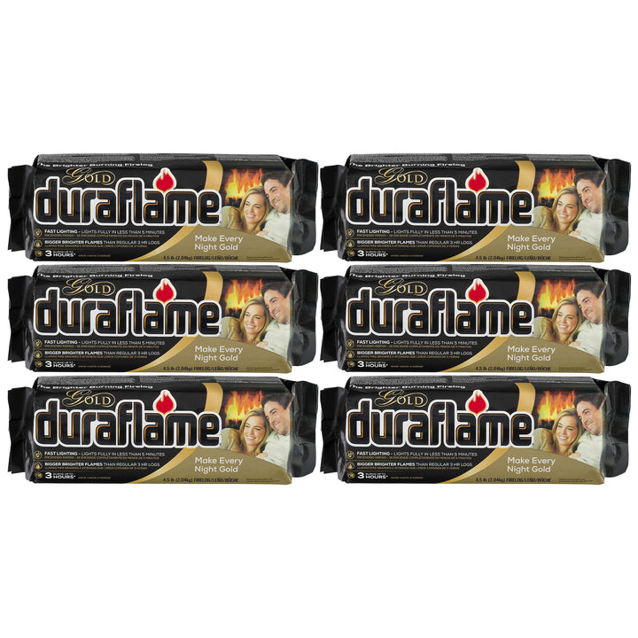 Duraflame Clean Burning Gold Firelogs 3 Hour Burn Flames, 6 Pack (Open Box)