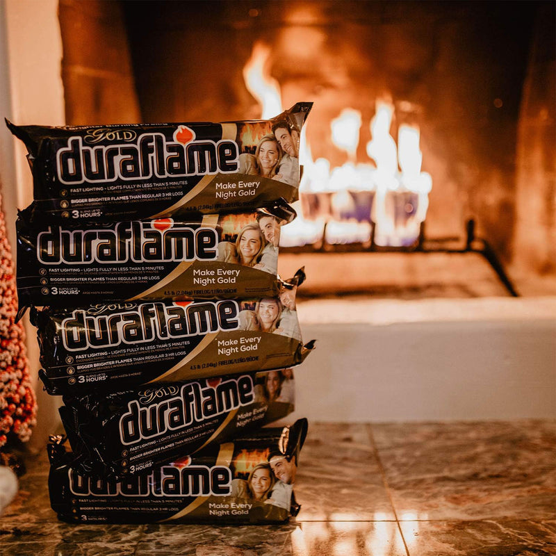 Duraflame Clean Burning Gold Firelogs 3 Hour Burn Indoor/Outdoor Flames, 6 Pack