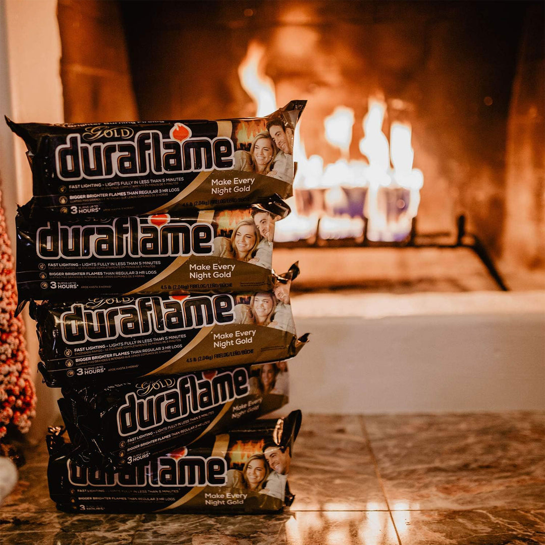 Duraflame 4 Pack Clean Burning Gold Firelogs 3 Hour Burn Indoor/Outdoor Flames